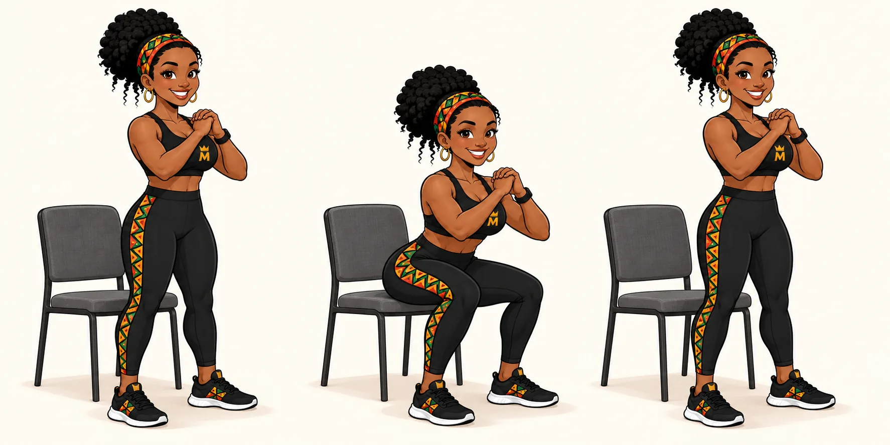 Séquence d’exécution de Squat sur chaise par MISS MWANGOLE