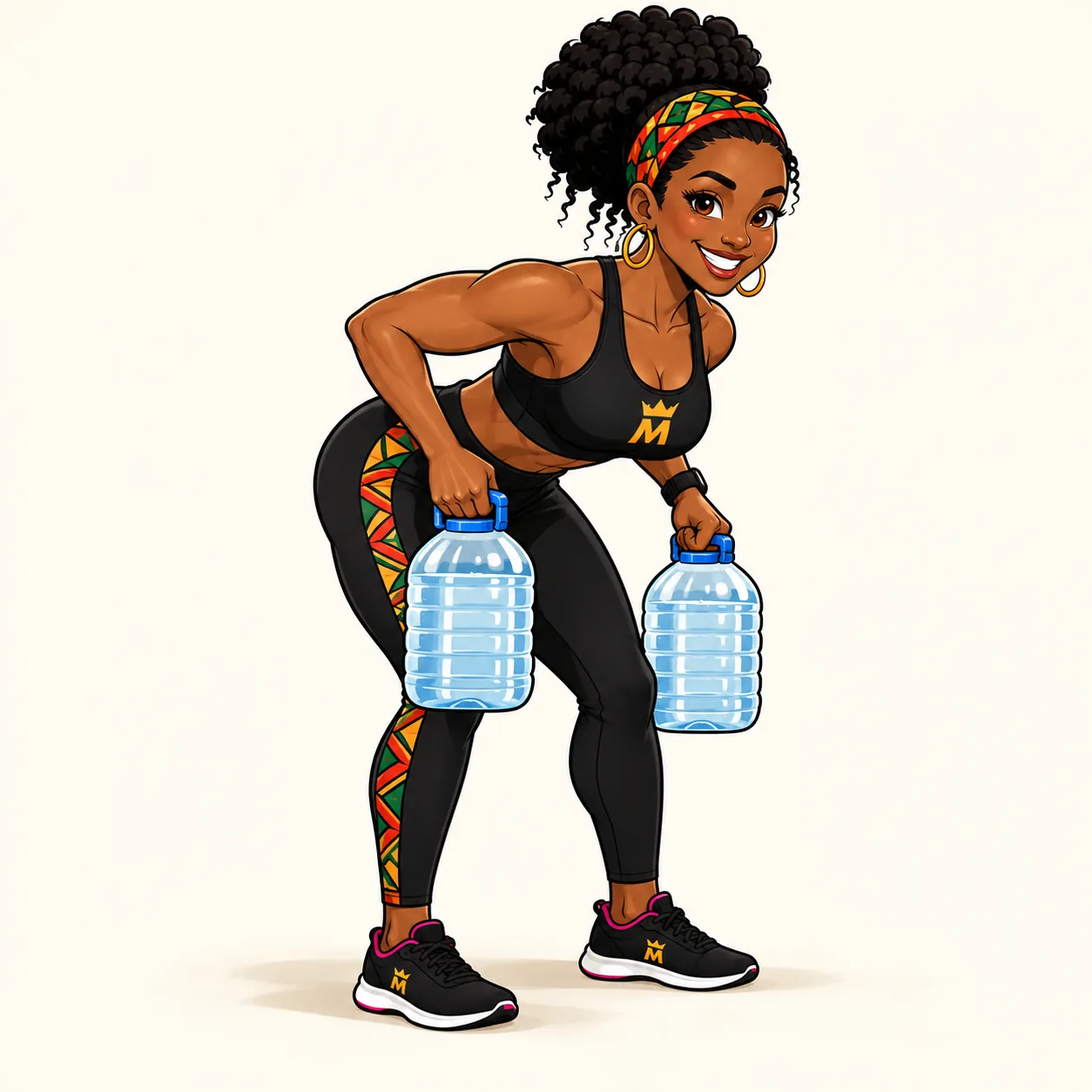 MISS MWANGOLE faz uma remada com garrafões
